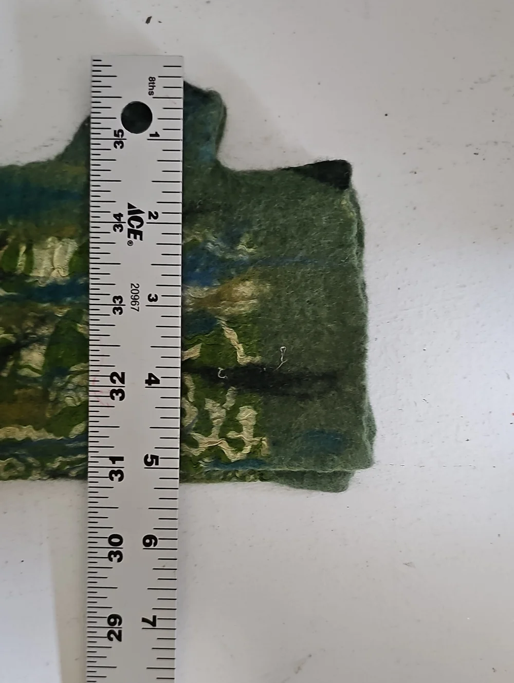 Hand Felted Wool Wrist Warmers Fingerless Gloves Fiber Art Green Blue